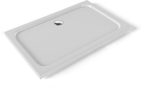Moments of Glass Piatto doccia acrilico Shimmer Smooth 70 x 110 cm, bianco – Texture liscia, anti-scivolo, antibatterico, resistente agli agenti chimici – Include valvola e griglia