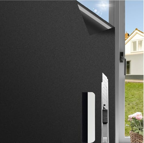 Antrect Pellicola statica per finestre, colore nero, opaca, per finestre, 40 x 400 cm, colore latte