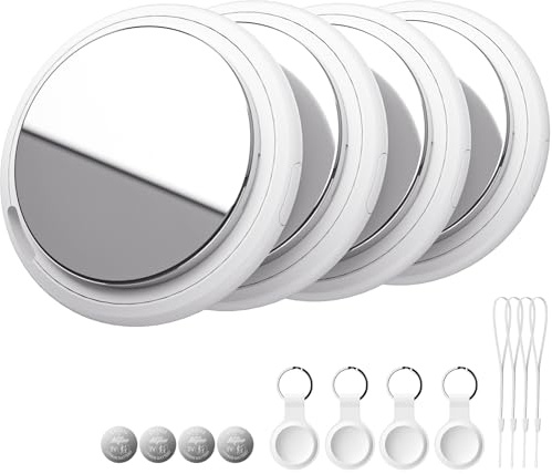 Bnlei Air Tracker Tag Fonctionne avec Apple Localiser Find My (iOS Uniquement) Comprend Batterie de Secours, Traceur d'objets pour Clés, Portefeuille, Bagages, Sacs, Voiture (Blanc, Lot de 4)