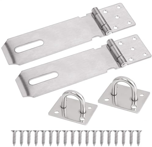 Lucchetto Hasp Chiusura in Acciaio Inxo, 2 Pezzi Serratura Della Porta Hasp 5 Pollici con Viti per Mobili Armadietto Cassetto Armadio Porta e Cancello, Argento