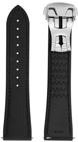 ULLCHRO Watch Strap Watch Band 20mm 22mm Man Waterproof Quick Release Bands Sport Replacement Strap Soft FKM Rubber Watchband (22mm, Black&Black)