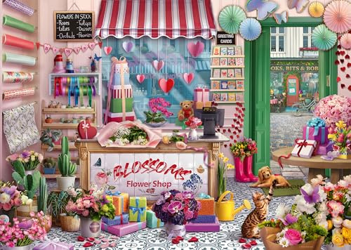 Ravensburger Adult Puzzles Blossoms Flower Shop - Ages 10+ | Boutique Floral Jigsaw Puzzle 1000 Pieces 70 x 50 cm Adult 14+ Wonderful Illustration Collection Original Gift Idea