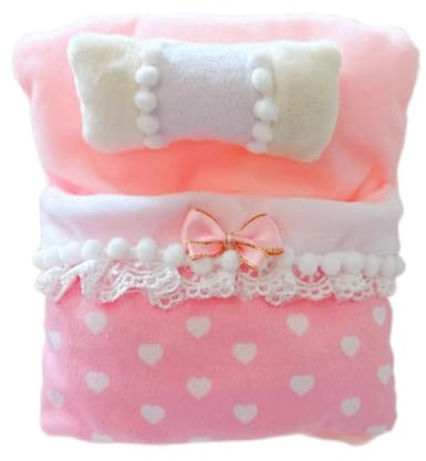 3 Pieces Doll Bedding Set with Blanket Bedsheet and Pillow for 17cm Dolls, Miniature Dollhouse Bed Decorations