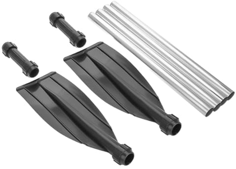 ANDRESLAD Rame de Kayak Double Extrémité en Alliage d'Aluminium 210 CM Détachable Rame Légère pour Kayak Radeau et Canoë Lames Nervurées et Anneaux Anti-Gouttes Usage Polyvalent en Eaux