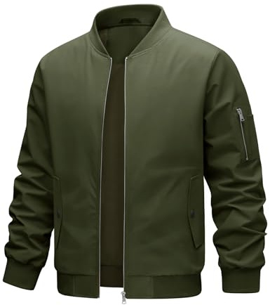 heekpek Men's Jackets Lightweight Waterproof Bomber Jacket Casual Work Summer Jackets for Men UK Outdoor Windbreaker Jacket Cargo Outwear with Zip Pockets for Spring and Autumn