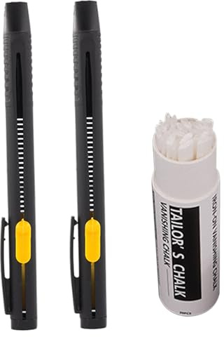 Lot de 2 stylos effaçables à la chaleur pour tissu, craie de tailleur rechargeable 0, 2 mm avec 20 recharges, marqueurs tissu lavables pour la couture, le quilting, la broderie, l'artisanat, les