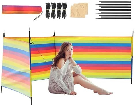 UALXPAO Paravento da Spiaggia Barriera frangivento for Campeggio, Protezione Privacy, Tenda da Sole Antivento Portatile, for Spiaggia(L)