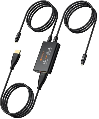 Neoteck Extractor de Audio HDMI eARC Convertidor ARC a Óptico dual 192kHz Compatible con PCM 2.0, Dolby 5.1, DTS 5.1 para HDTV, Barra de Sonido, Auriculares Inalámbricos, Cine en Casa