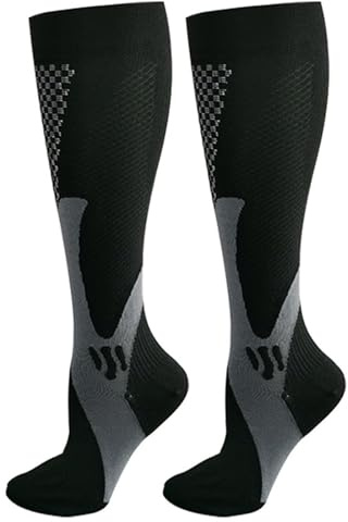 Appdo Calze Nursiv, Calze Compressive Nursiv, Tecnologia di Compressione Progressiva, Calze Sportive Lunghe Unisex (Nero, L-XL)