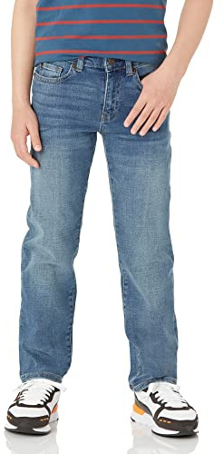 Amazon Essentials Boys' Regular Straight-Fit Jeans, Light Wash, 12