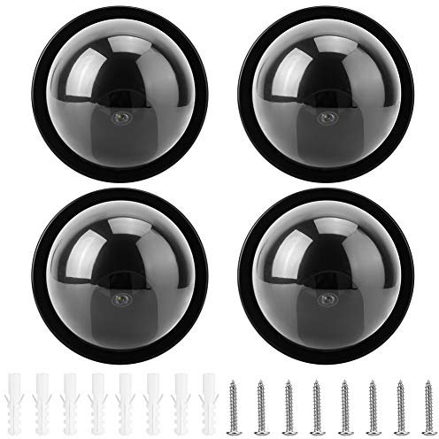 Garsent 4pcs Dome-Simulationskamera Fake CCTV Dummy mit blinkendem LED-Licht für Heim & Gewerbe Powered by 2 * AA Batterien(schwarz)