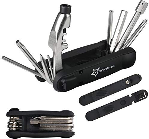 ROCKBROS Fahrrad Multifunktionswerkzeug Flickzeug Multitools Faltwerkzeug Radwerkzeug Set 12 in 1 Reparatur Schwarz