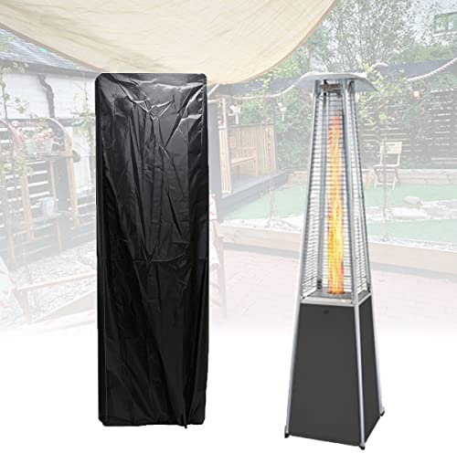 HWI Cubierta de calentador de tubo de vidrio impermeable, 210D resistente al agua, calentador de patio cuadrado para exteriores, protector de triángulo, antorcha piramidal, negro, 3145645