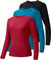 Holure 3er-Pack Damen Langarmshirts UPF50+ Sonnenschutz T-Shirts U-Ausschnitt Wandershirt Running Workout Performance Tee Schwarz/Blau/Rot XL