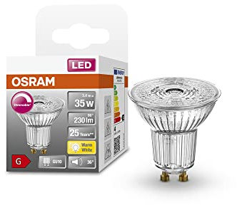 OSRAM Lampe à réflecteur Superstar, GU10-base, verre clair ,Blanc chaud (2700K), 230 Lumen, Remplacement de la traditionnelle 35W-Ampoules 1-Pack