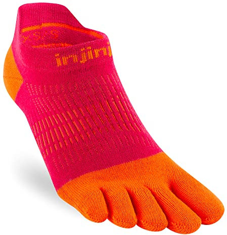 Injinji Women's Run Lightweight No-Show Toe Socks, Chili, Small