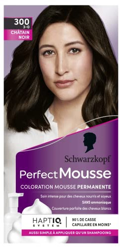 Schwarzkopf - Perfect Mousse - Coloration Cheveux - Mousse Permanente sans Ammoniaque - Masque Soin 96 % d'ingrédients d'origine naturelle - Châtain Noir 300, 1 ml (Lot de 1)