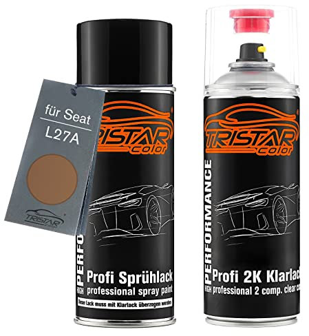 TRISTARcolor Vernice per auto Kit bombolette spray 2K per Seat L27A Cup Copper Bomboletta a spruzzo vernice di base 2 componenti vernice trasparente