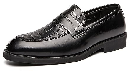 Mocassins Décontractés pour Hommes Business Chaussures Appartements en Cuir Fait À La Main Hommes Mocassins,Noir,45 EU