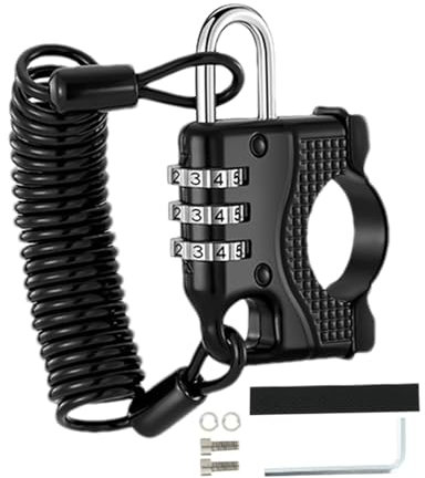 Candado de cable de seguridad para motocicleta, candado de casco de motocicleta de 3 dígitos, candado de cable de equipaje de motocicleta, cerradura de combinación antirrobo para cochecito de bebé,