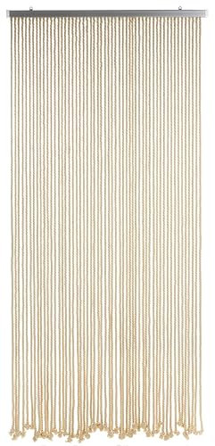 Kobolo Seilvorhang MARITIM, 90x200 cm, 54 Stränge, beige, mit Aluleiste, dekorativer Fliegenvorhang im maritimen Design – ideal als Sichtschutz, Raumteiler oder Türvorhang für Balkon & Terrasse