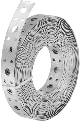 PATIKIL Galvaniserad rörrem, 0,79 tum x 33 FT 0,6 mm tjocklek metallband med hål böjbar rörhängare rem för rörstöd upphängning, silverton