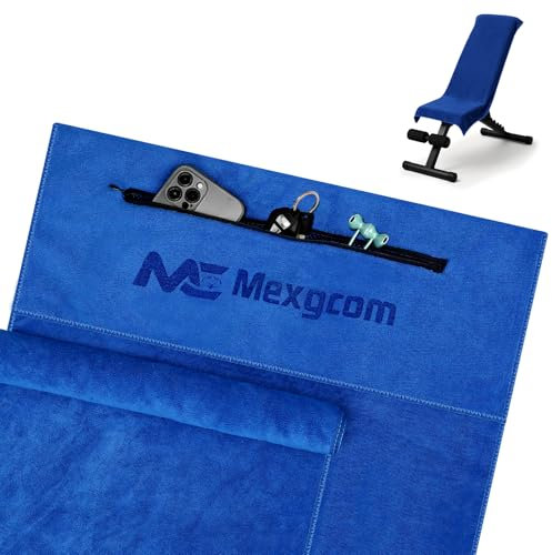 Mexgcom 2 Stück Fitness Handtuch, 120x50cm Sporthandtuch Handtücher mit Reißverschlusstasche + 80x40cm Kleine Handtücher, Microfaser Handtuch für Yoga, Training, Sport, Outdoor (Sapphire)