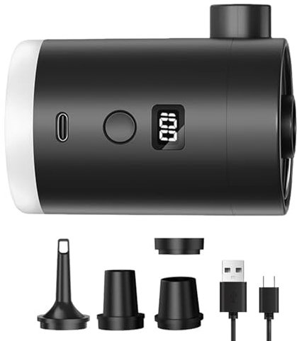yakermur Electric Air Mattress Pump, Air Pump for Inflatables, Wireless Rechargeable Air Pump with Camping Light - Compact Camping Stands for Home Travel Pool
