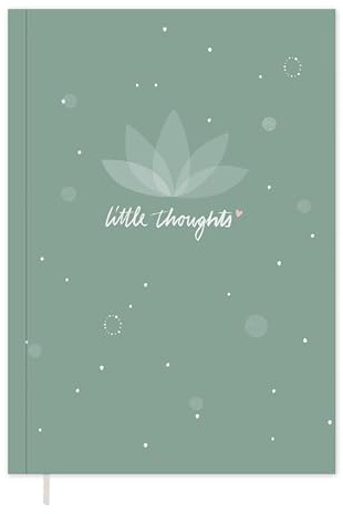 Eine der Guten Tagebuch - little thoughts - A5 Notizbuch Journal für Erwachsene und Teenager, 92 Seiten liniert, Softcover, FSC Papier, Mint Grün, Lotus-Blume