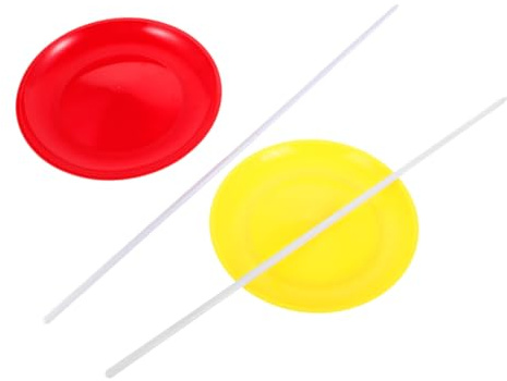 BESTonZON 2 Sets Juggling Plates with Sticks Juggling Plates Game Toys for Circus Skills Training Party Entertainment Beginners for