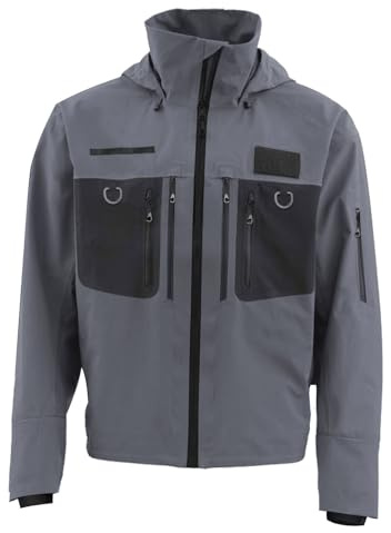 Drryfsh Waterproof Fly Fishing Wading Jacket Breathable Rain Coat for Fisherman Sailing Kayaking Paddling (US, Alpha, X-Large, XX-Large, Regular, Regular, Grey)