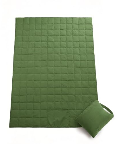 Deodar Värmeisolerad campingfilt 150 x 200 cm, vattenavvisande, vindtät och termisk, poncho-funktion, OEKO-TEX-certifierad, militärgrön, med kompressionspåse