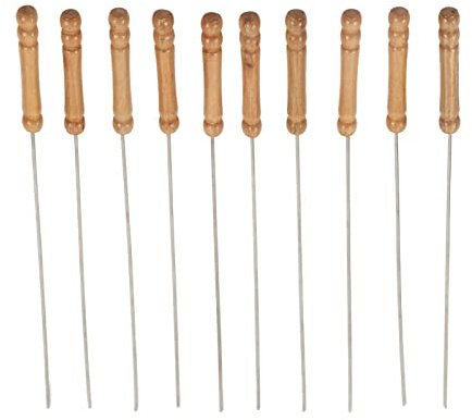 10 brochetas de brocheta, de acero inoxidable, de 11,8 pulgadas, reutilizables, para barbacoa, brochetas de metal para shish kebab, pollo, camarones y verduras