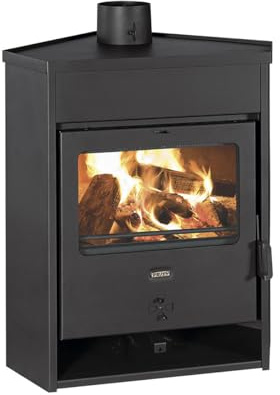 Kamin, hörnmodell AM D 12,5 kW – vedeldad spis hörn fristående, BImSchV nivå 2, EcoDesign 2022, EEK A, hörnkamin ugn med visningsfönster