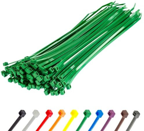 Gocableties Heavy Duty Long Green Cable Ties, 370mm x 4.8mm, Pack of 100, Premium Nylon Zip Ties, Plastic Tie Wraps, Secure Self-Locking Mechanism, for Home, Garden, Office and DIY