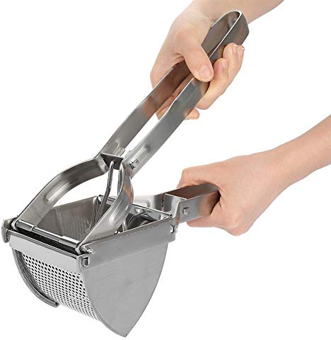 Presse-purée en acier inoxydable avec poignées antidérapantes, Presse-pommes de terre en acier inoxydable pour la Purée de Pommes de Terre, Citrouille, Nourriture pour Bébés, Jus, légumes