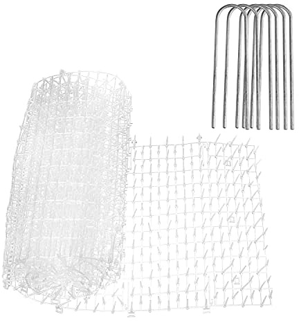 Homarden Transparent Training Mat for Cats - Flexible Cat Deterrent for Outdoor and Indoor - Scatmats with Spikes and 12 Garden Staples - Animal Spikes for Yard and Garden - 78.74 x 11