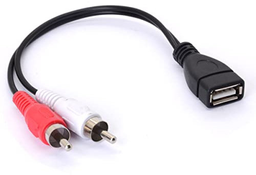 Tomost USB auf RCA Kabel, USB A 2.0 Buchse auf 2 RCA Stecker Y Splitter Audio Video AV Composite Adapterkabel (20 cm)