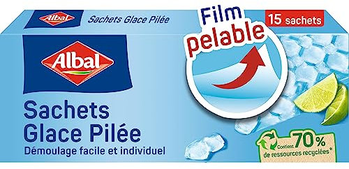 Albal - 15 Sachets glace pilée - Démoulage facile - Facile à remplir - Contient des ressources recyclées