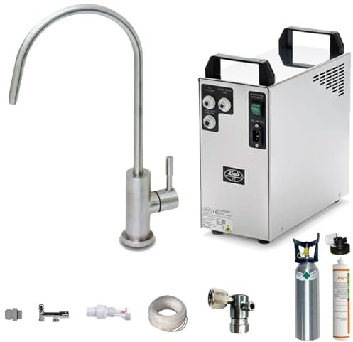 BieTal® Tafelwassergerät Wassersprudler Sprudelwasseranlage mit Wasserhahn 1-leitig C-Auslauf als Komplettset mit Wasserfilter ohne Kühlung