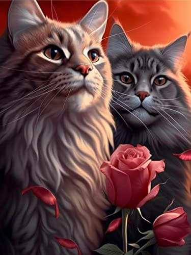 Ginfonr 5d Diy Diamond Painting Kits Kattros Strass Diamantmålning, Diamantmålning Satser Djur Korsstygn Broderi Strass Hantverk För Hemmakontor Väggdekor 30 * 40cm