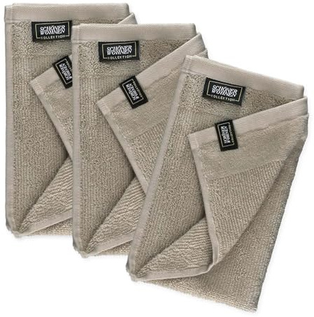 SCHÖNER WOHNEN KOLLEKTION Juego de 3 toallas de invitados de primera calidad, 30 x 50 cm, 100% algodón con ribete de terciopelo, muy fácil de limpiar