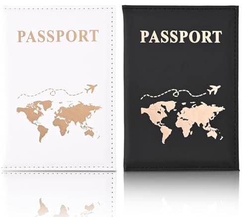 Lithyc 2 Piezas Funda Pasaporte, Porta Pasaporte De Piel SintéTica, Porta Documentos De Viaje De Piel, Aplicable A CéDulas De Identidad Y Tarjetas De CréDito