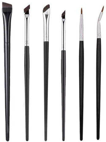 NTRUXZP Pinceau angulaire pour eye-liner, 6 Pièces pinceau de précision ultra fin pour ombres à paupières, pinceau angulaire pour sourcils, outils de maquillage pour ombres à paupières et sourcils