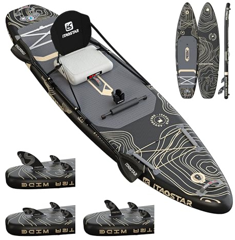 iTAOSTAR A02AP 35 Extra Wide Paddle Board, Stand Up Paddle Board with Seat, Stable Wide Inflatable Paddle Boards for Adults/Family/Youth of All Skill Levels