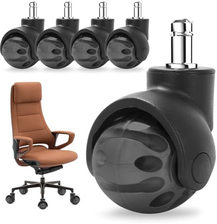 GAESHOW 5 Piezas Ruedas para Silla de Oficina 11mm x 22mm, Ruedas Resistentes Universales de Hasta 250 kg, Ruedas para Alfombra, Suelo de Madera Dura, Azulejos (Negro)