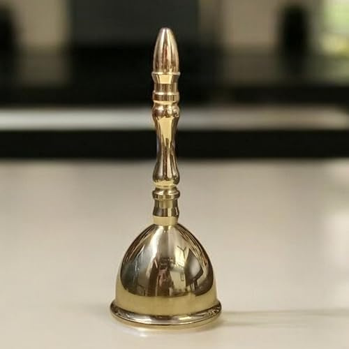 Brass Hand Bell – 5.25” Vintage Bell for Seniors, Teachers, Meditation & Prayer | Bedside Bell, Dinner Bell, Classroom Bell, Tibetan Style Ritual Bell | Decorative Gift for Mom & Elderly