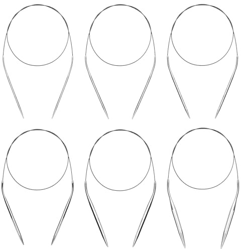 6 Pcs Circular Knitting Needles 40cm Set, Size 2.5mm 3mm 3.5mm 4mm 4.5mm and 5mm, Stainless Steel Circular Needles for Knitting,Fixed Knitting Pins with Flexible Cable for Small Project