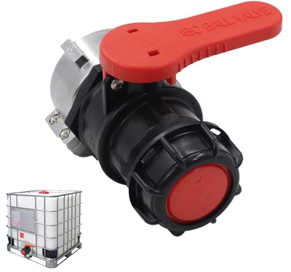 IBC-adapter kulventil 60 mm till 75 mm – avstängningsventil för IBC-behållare, vattentank, regntunna – tillbehör för regnvattenbehållare