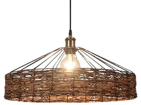 Lampada a Sospensione Industriale Intrecciata a Mano, Lampada a Sospensione a Forma di Cesto di Colore primario, Stile retrò, Minimalista, Lampada a Sospensione in Rattan, Lampada a Sospensione i